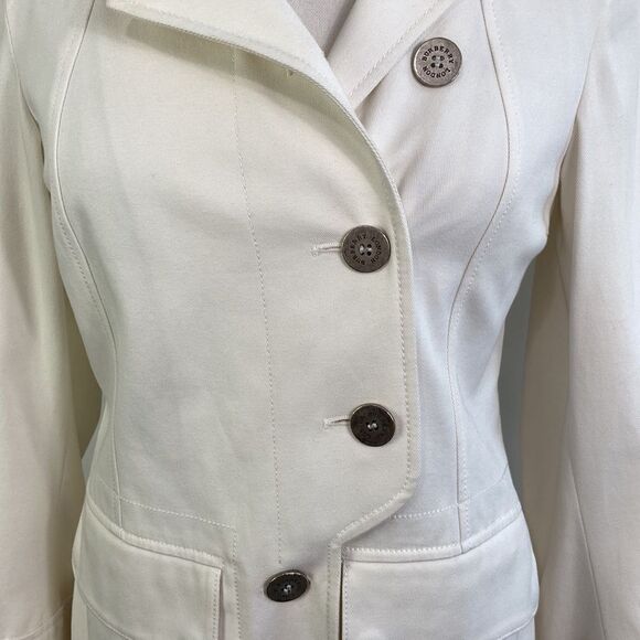 Burberry Cream High Neck Side Button Jacket - Picture 3 of 16